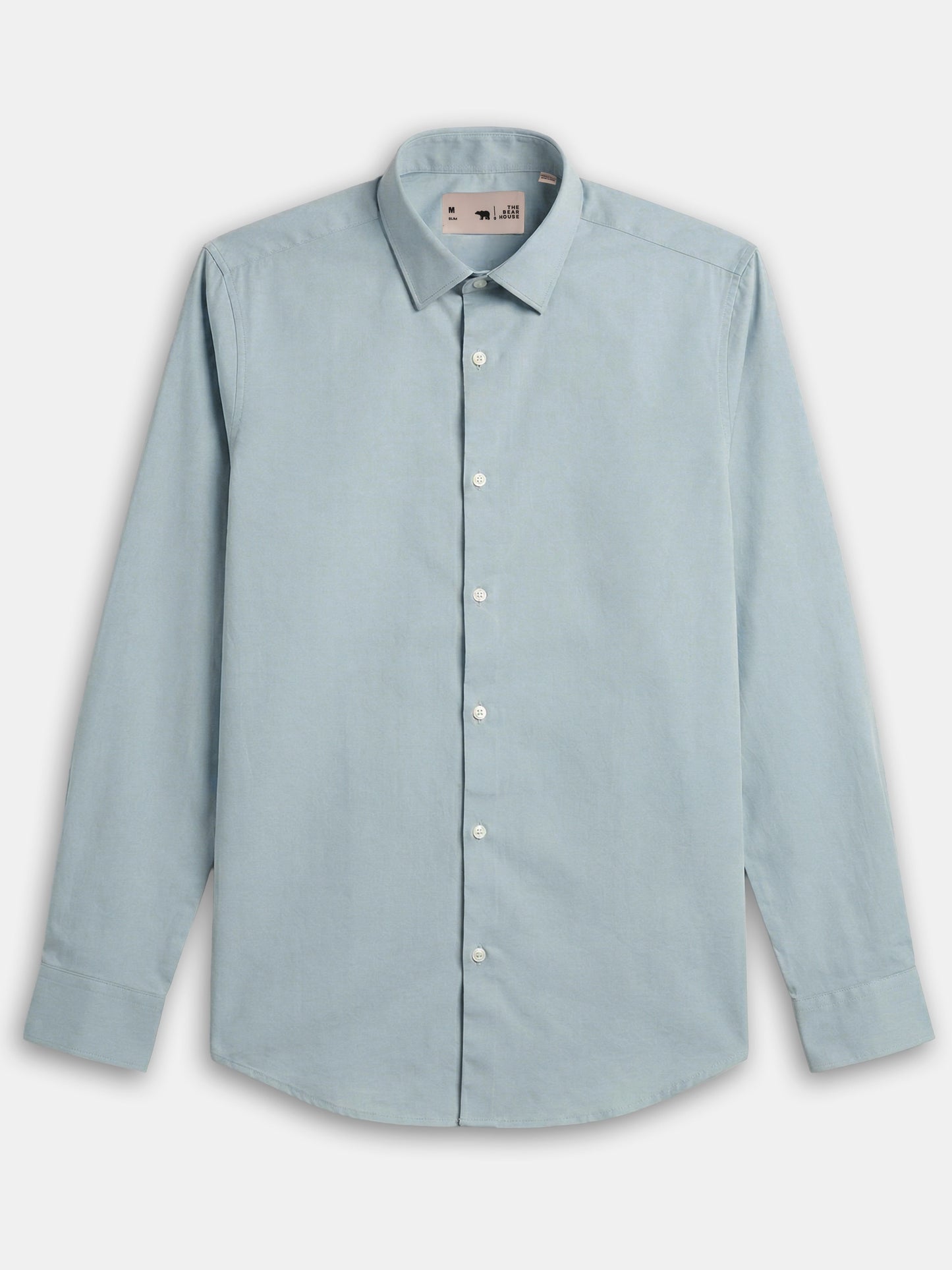 Chemise habillée bleu clair Kobacci coupe slim, finition satinée